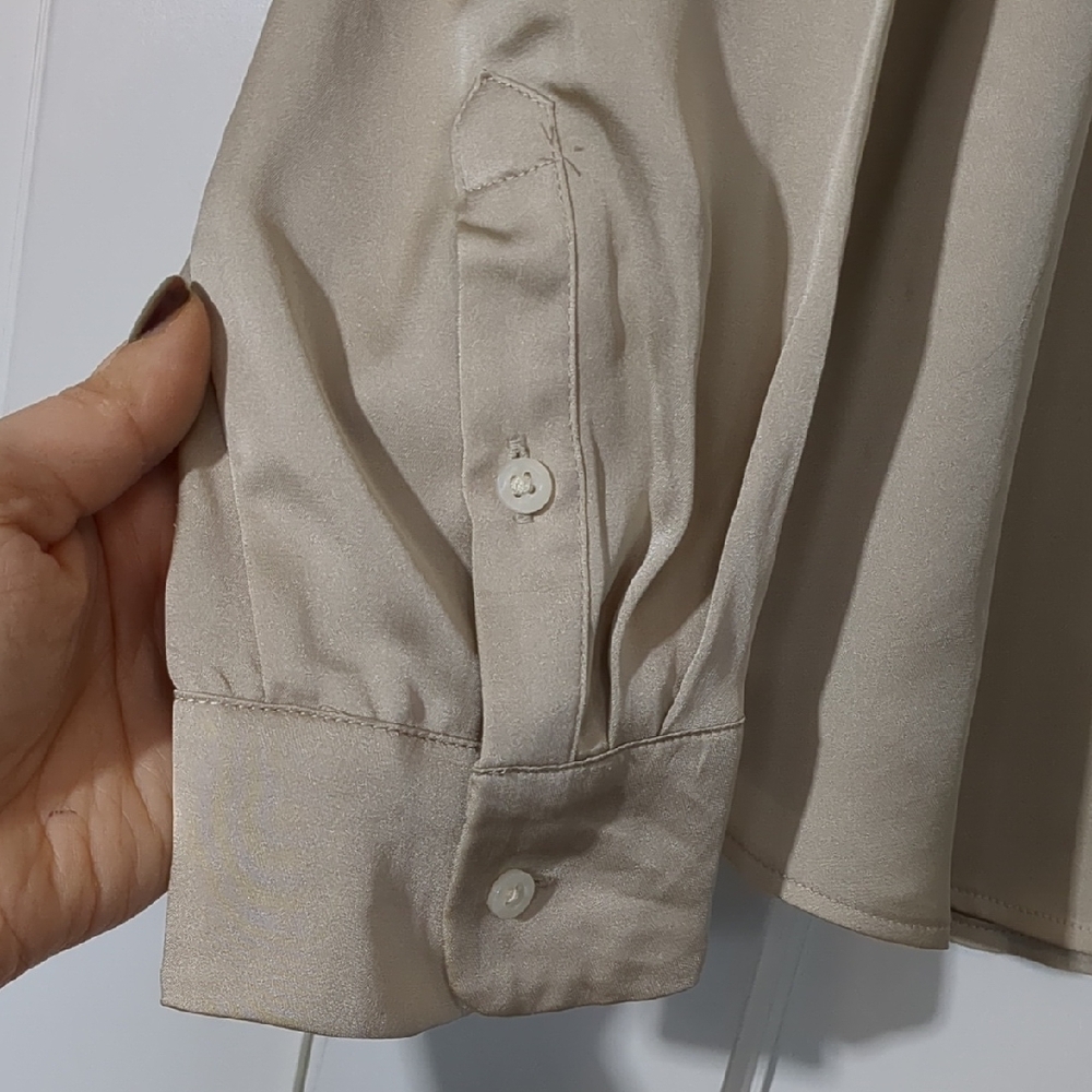 NWT J.Crew Light Beige Button-Up Shirt Sz L - Picture 5 of 9